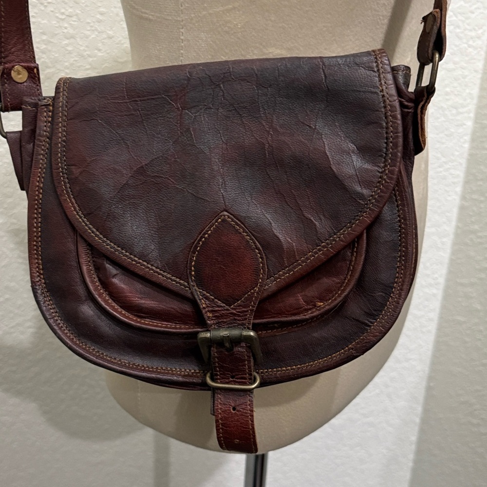 Authentic Handmade Brown Leather Crossbody Bag